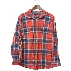 St Johns Bay Flannel Shirt Womens 2X Red Plaid Button Up Grunge Cotton Casual